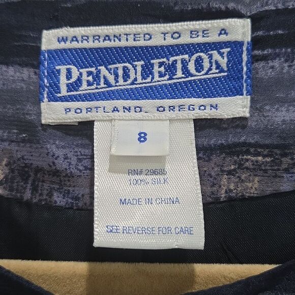 Pendleton Womans 100% Silk Colarless Dress Jacket, Shoulder Pads, Size 8 - Picture 2 of 7